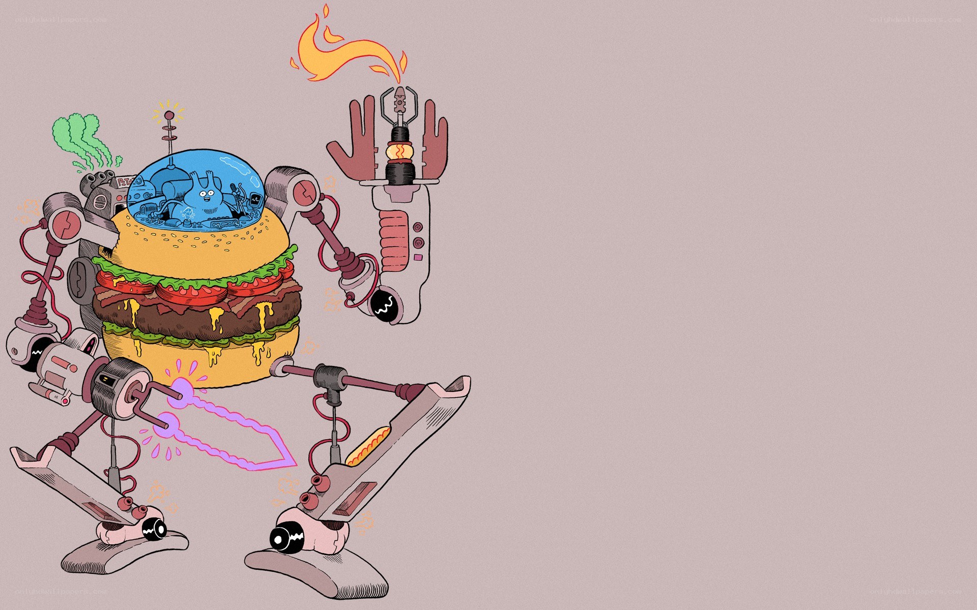 robotic burger creature