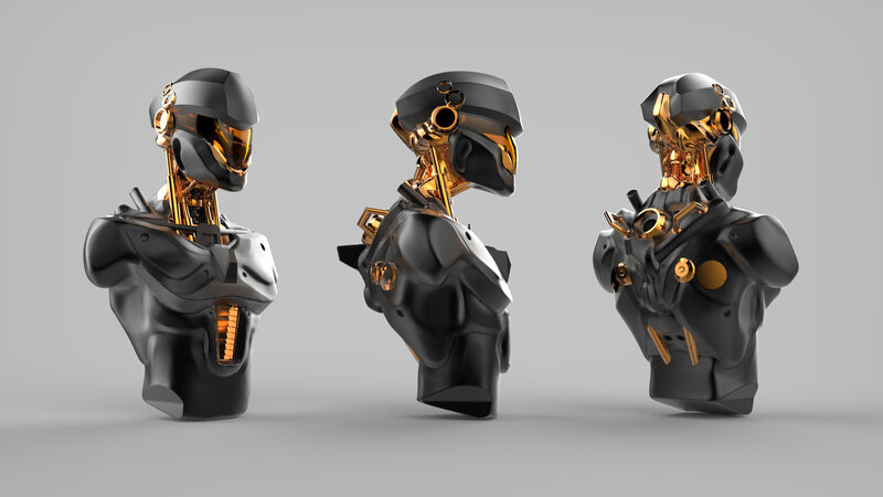 Robotic Bust Sculpture