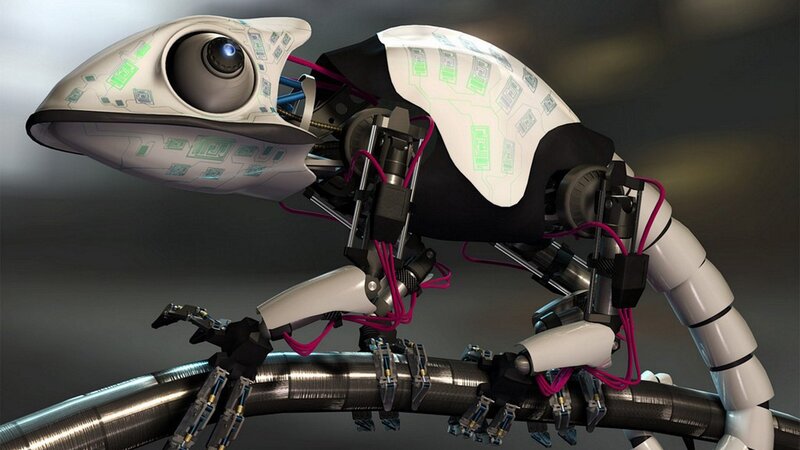robotic chameleon on pipe