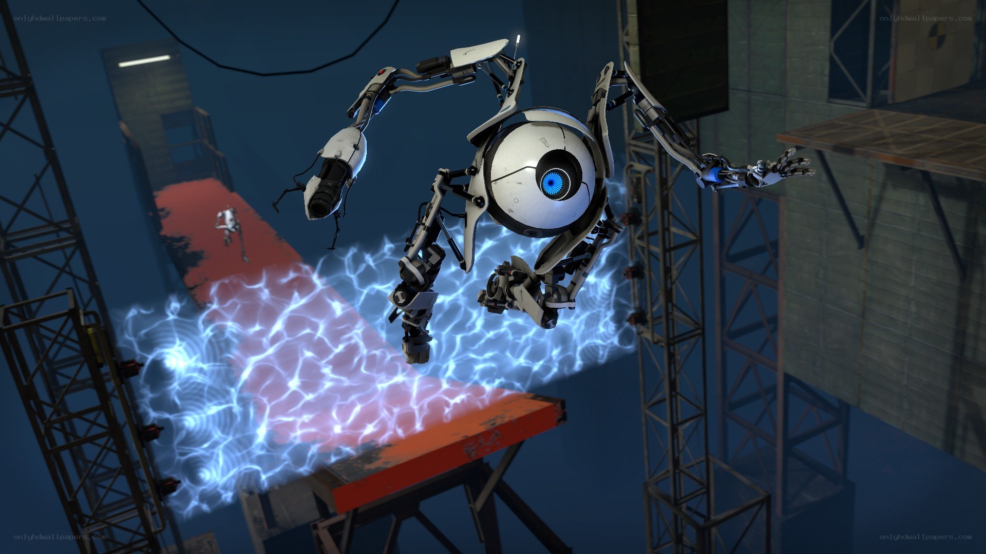 robotic character in industrial setting