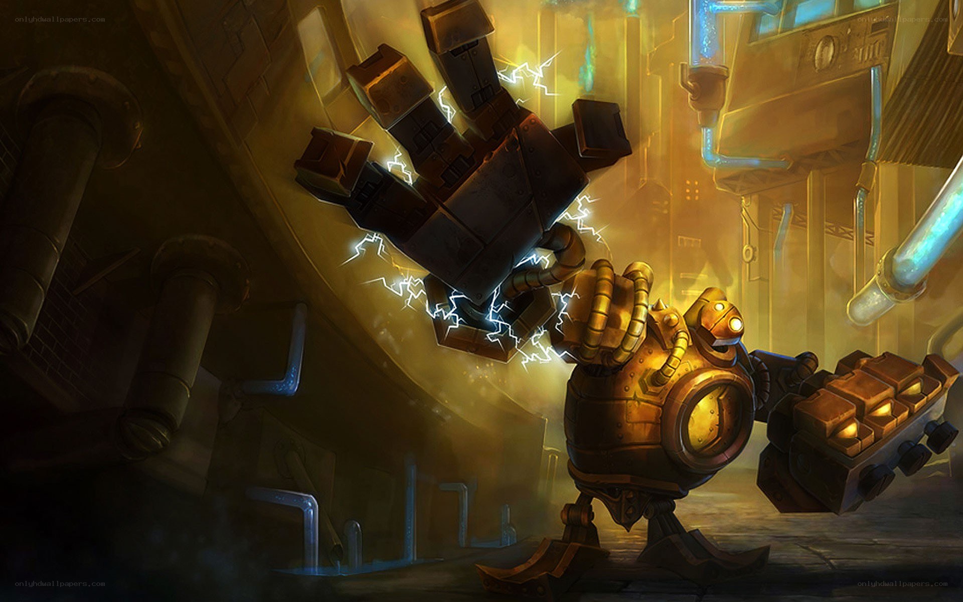robotic character in industrial setting