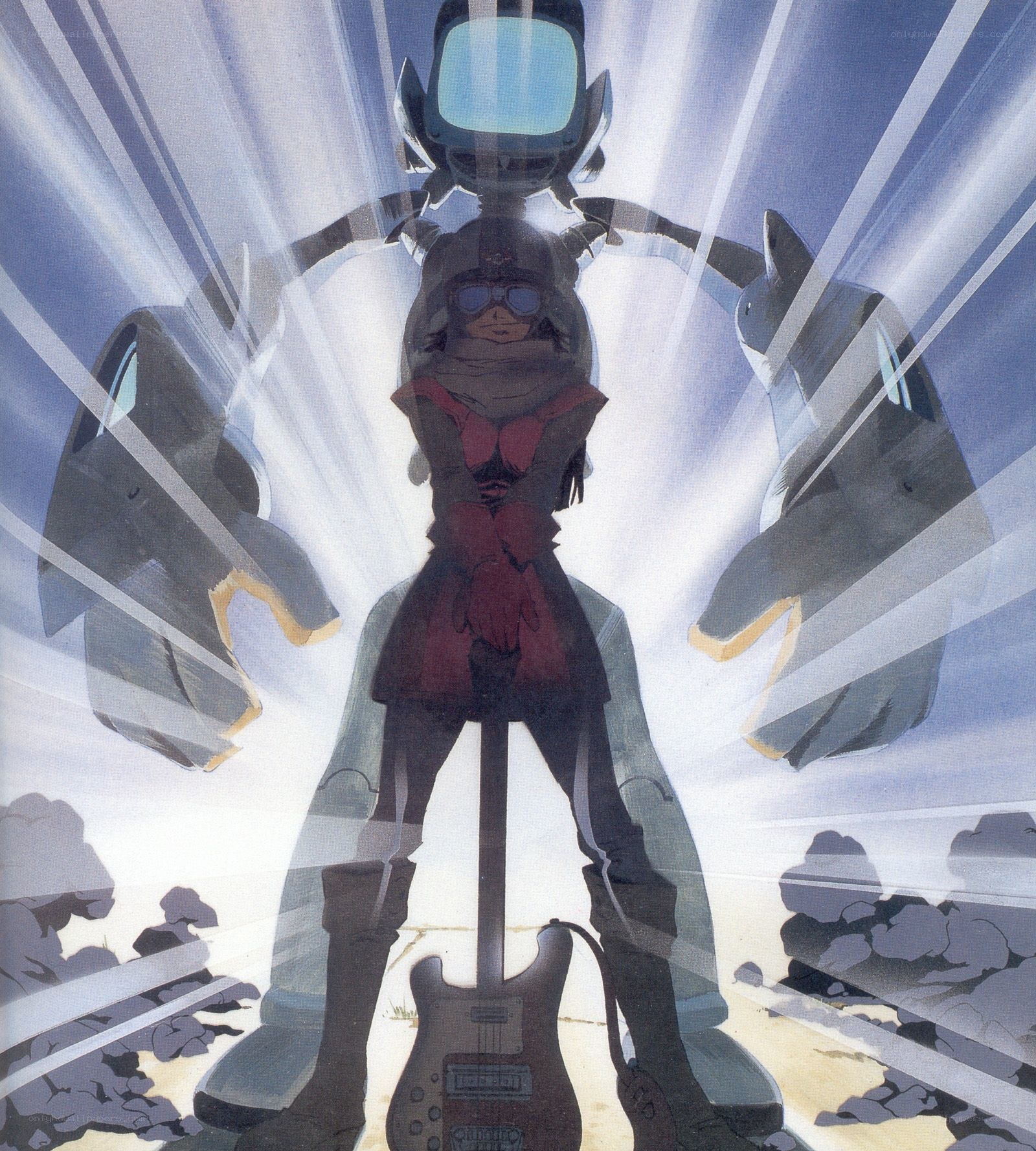 robotic character with guitar