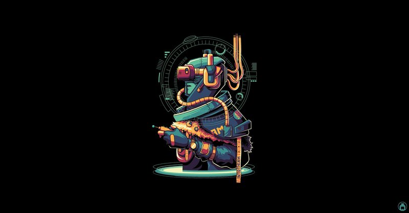Robotic Character with Weapon — Black, Futuristic