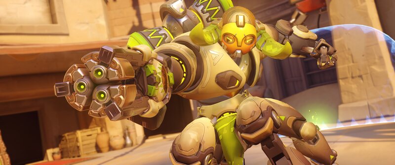 Robotic Character with Weapon — Yellow