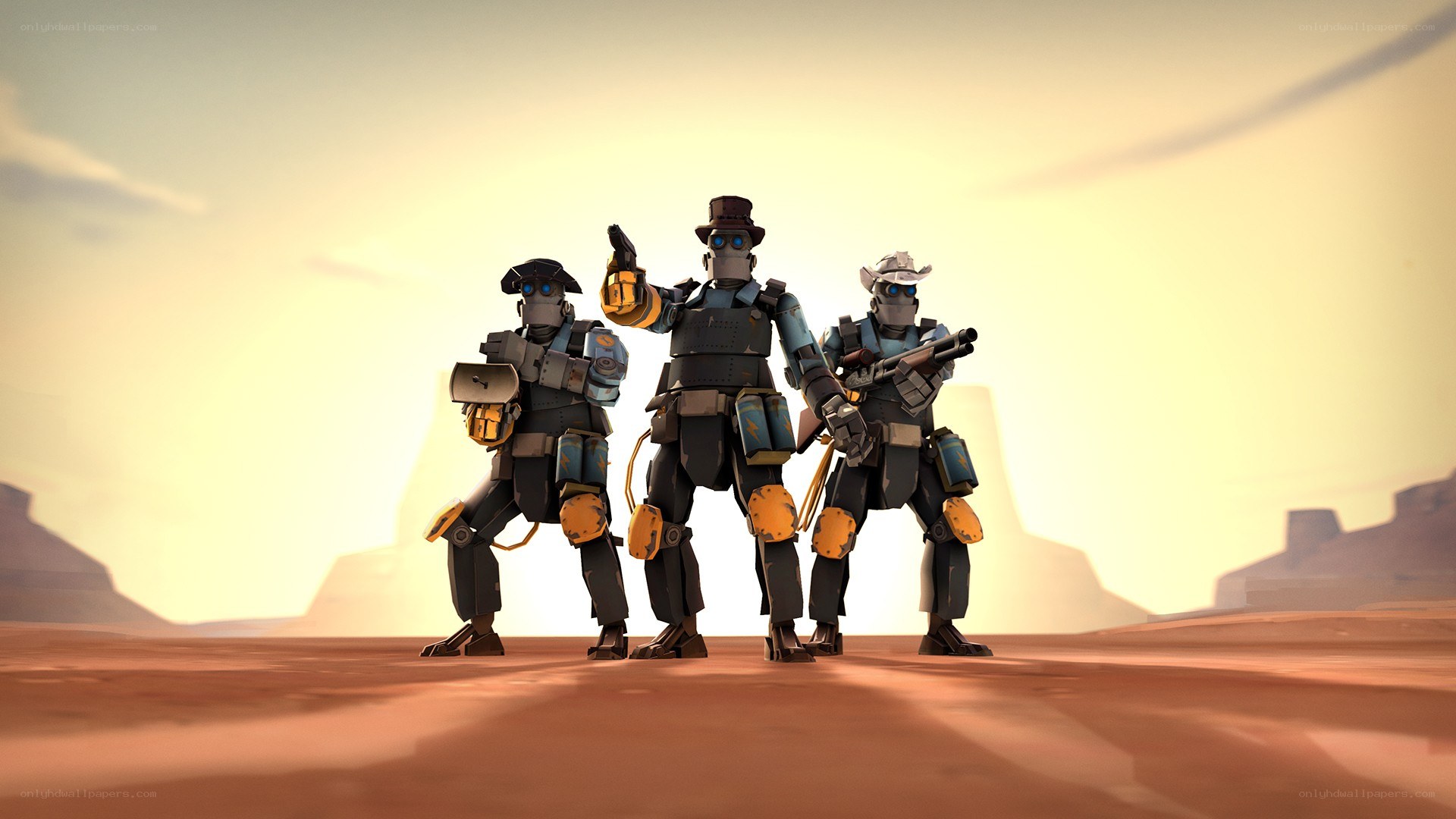 robotic cowboys in desert