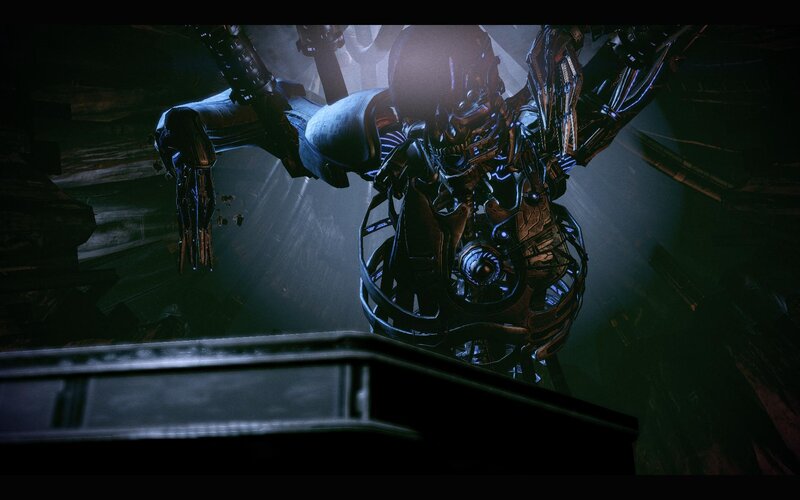 robotic creature in dark environment