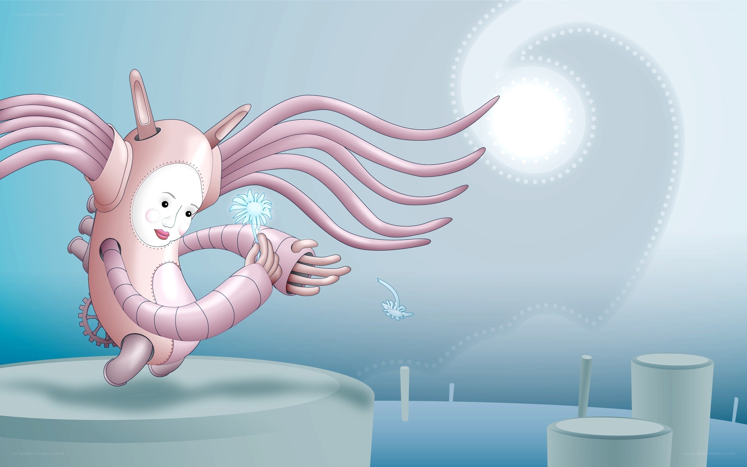 robotic creature with dandelion