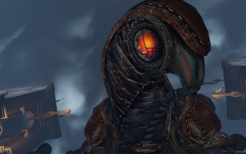 robotic creature with glowing eye