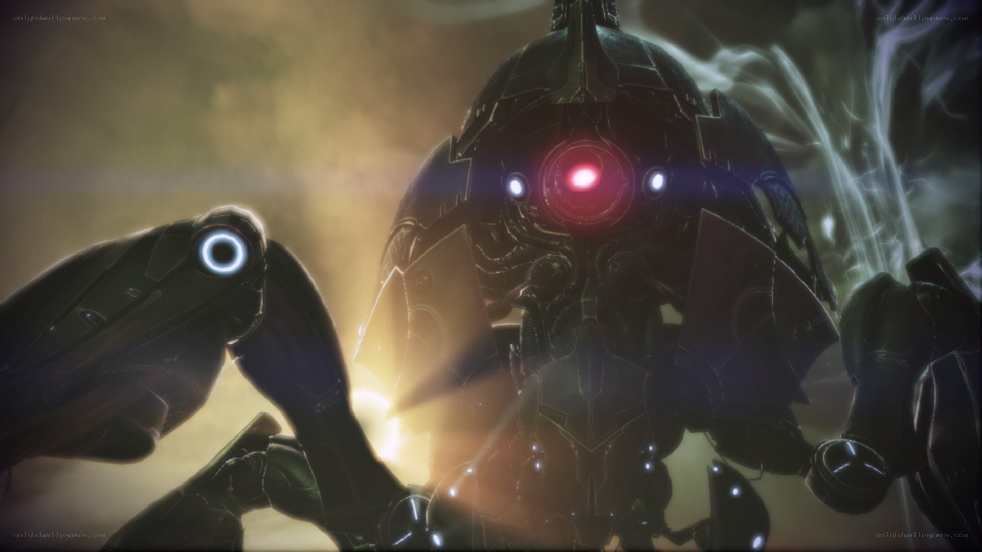 robotic creature with glowing eyes