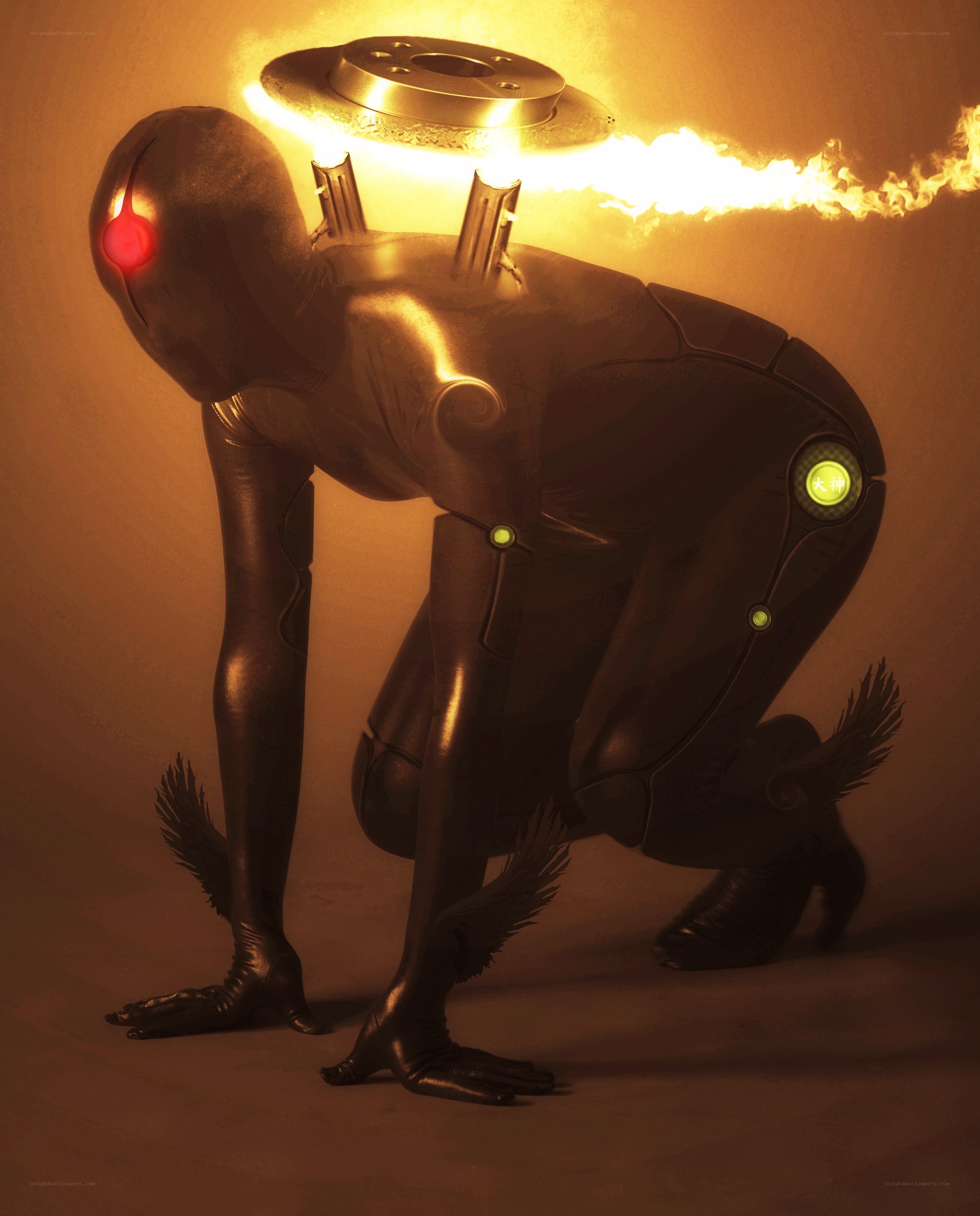robotic creature with glowing parts