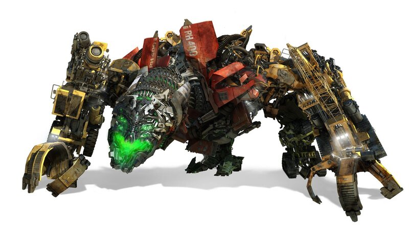 robotic creature with green eyes