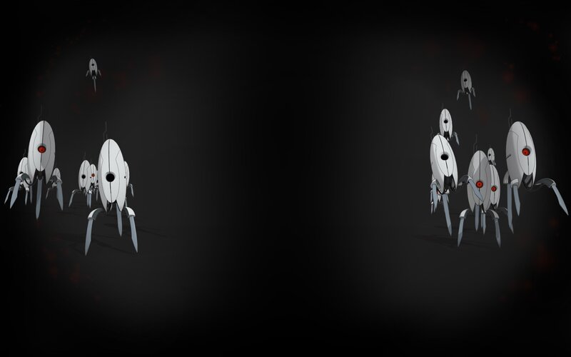 robotic creatures in dark space