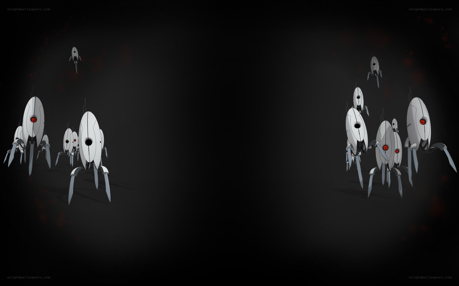 robotic creatures in dark space