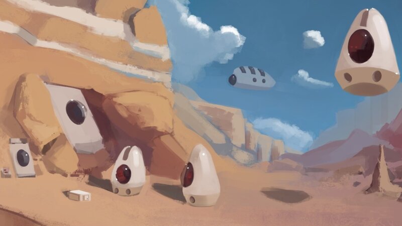 robotic creatures in desert