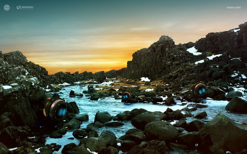 Robotic Devices in River — Blue