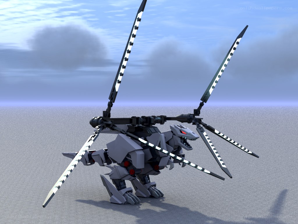 robotic dragon with blades