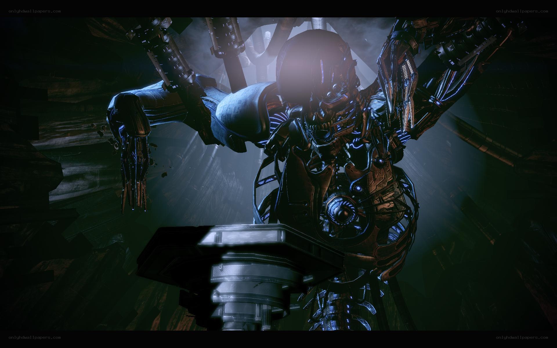 robotic enemy in dark corridor