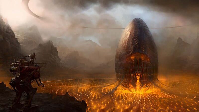 Robotic Explorer and Alien Structure