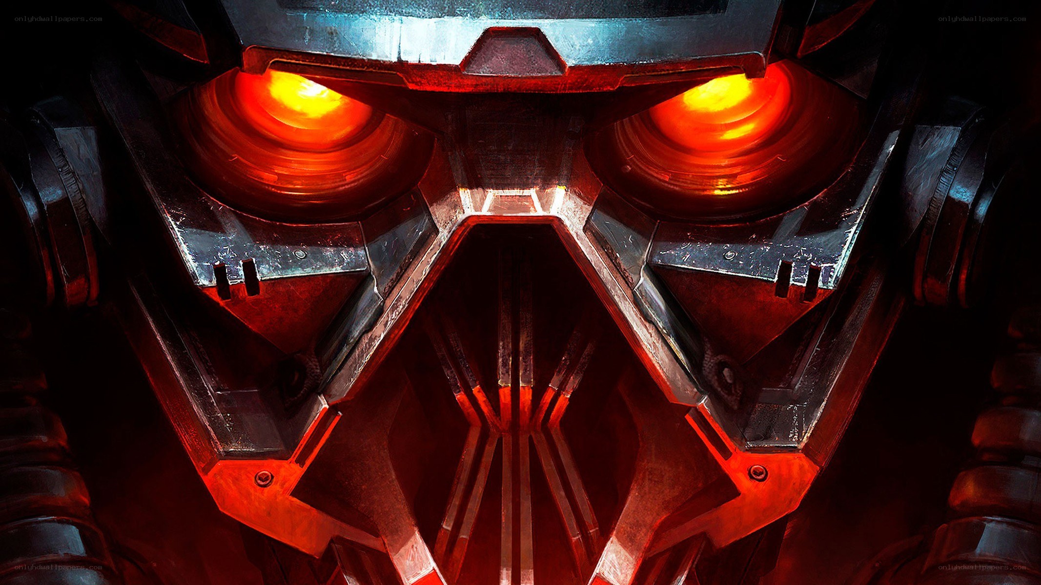 robotic face with glowing eyes
