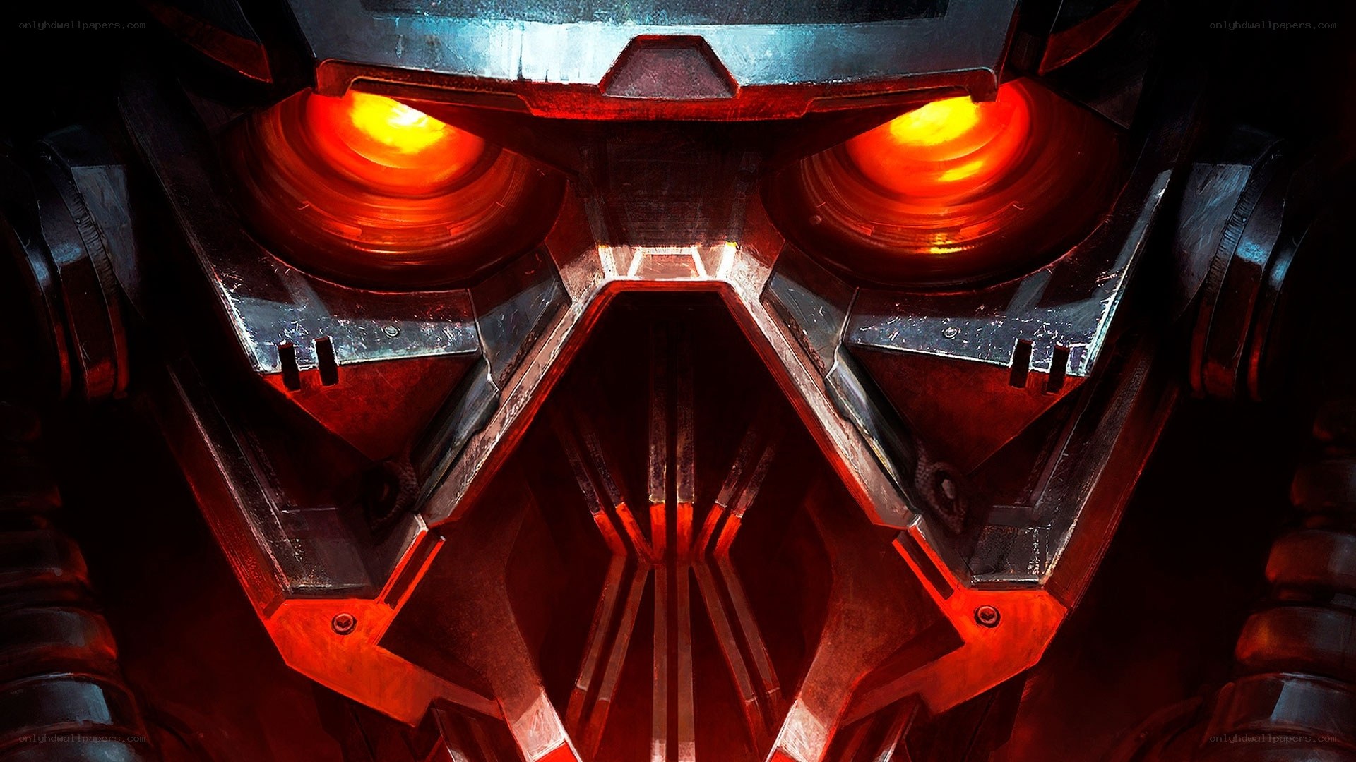 robotic face with glowing eyes