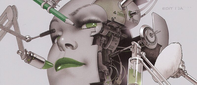 robotic face with mechanical tools