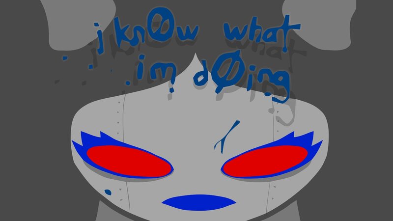 Robotic Face with Red Eyes — Gray