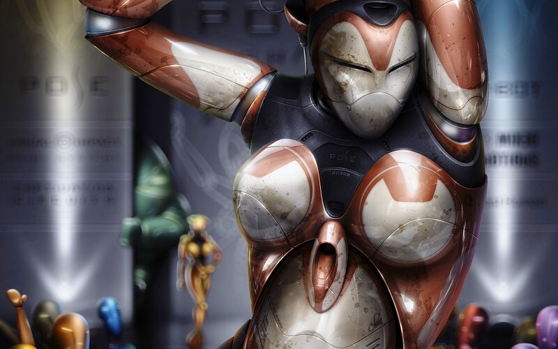 Robotic Female Figure — Brown
