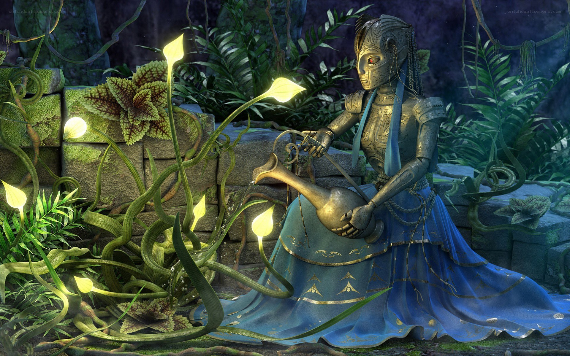 robotic figure in a jungle