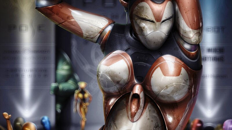 Robotic Figure in Armor — Brown