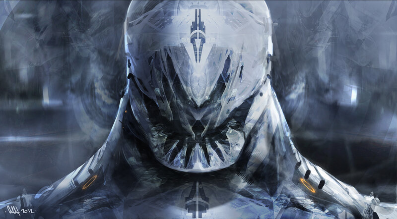 Robotic Figure in Armor — Gray