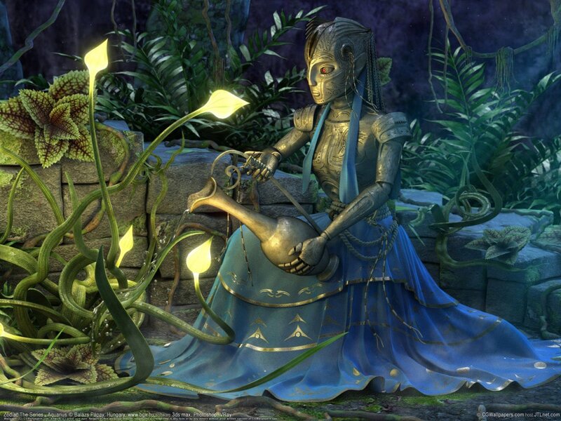 Robotic Figure in Blue Dress