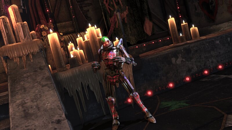Robotic Figure in Candlelight