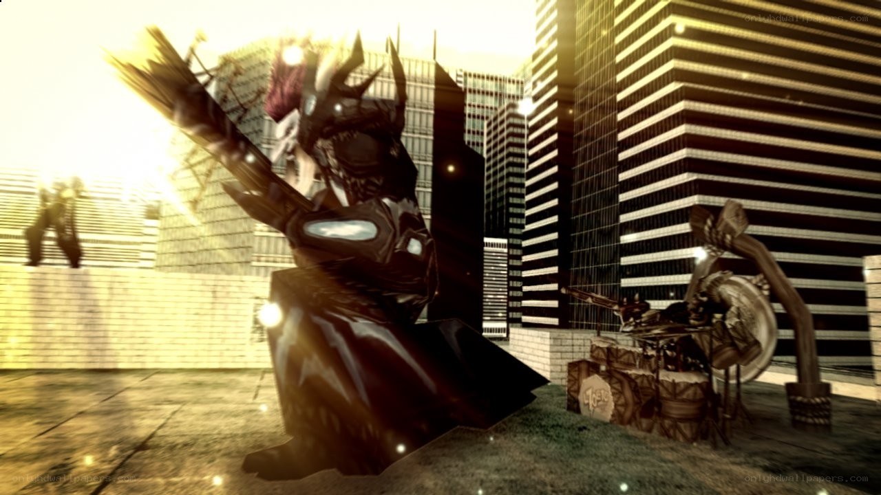 robotic figure in cityscape
