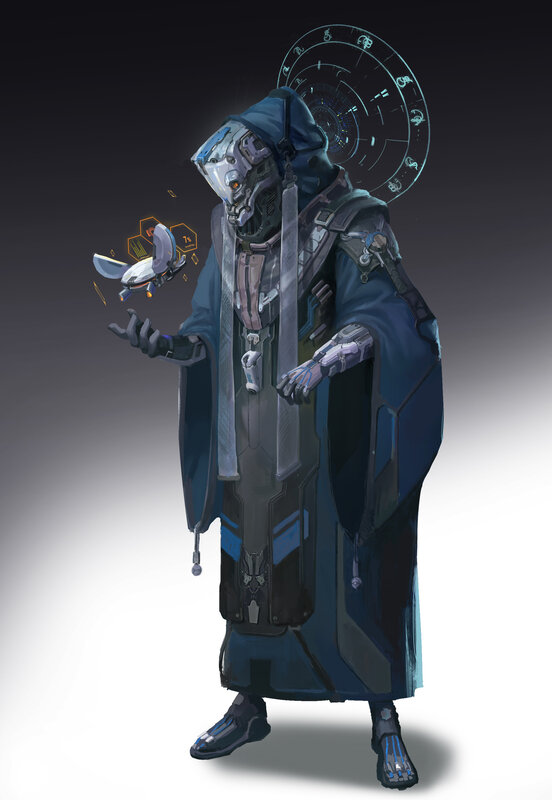 Robotic Figure in Cloak