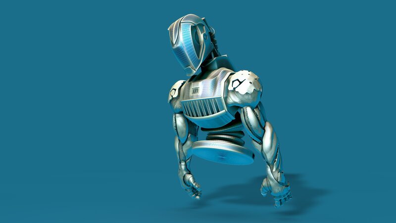 Robotic Figure in Crouch