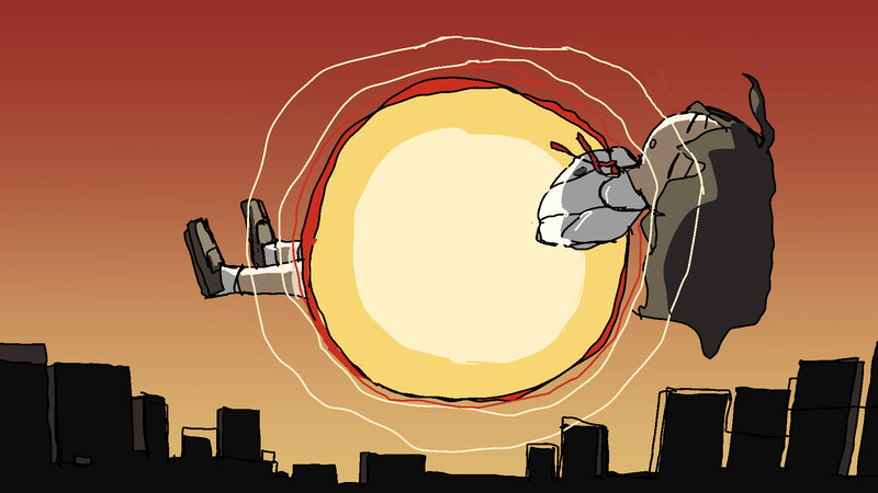 Robotic Figure in Explosion