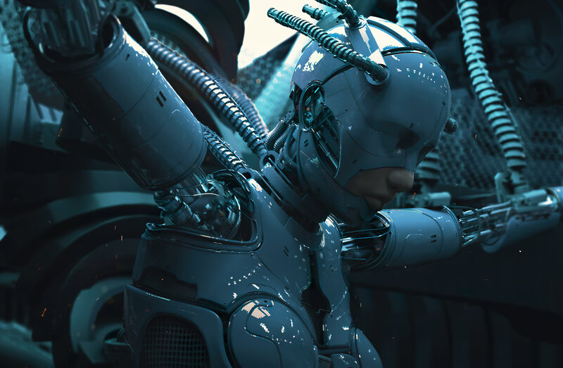 Robotic Figure in Factory