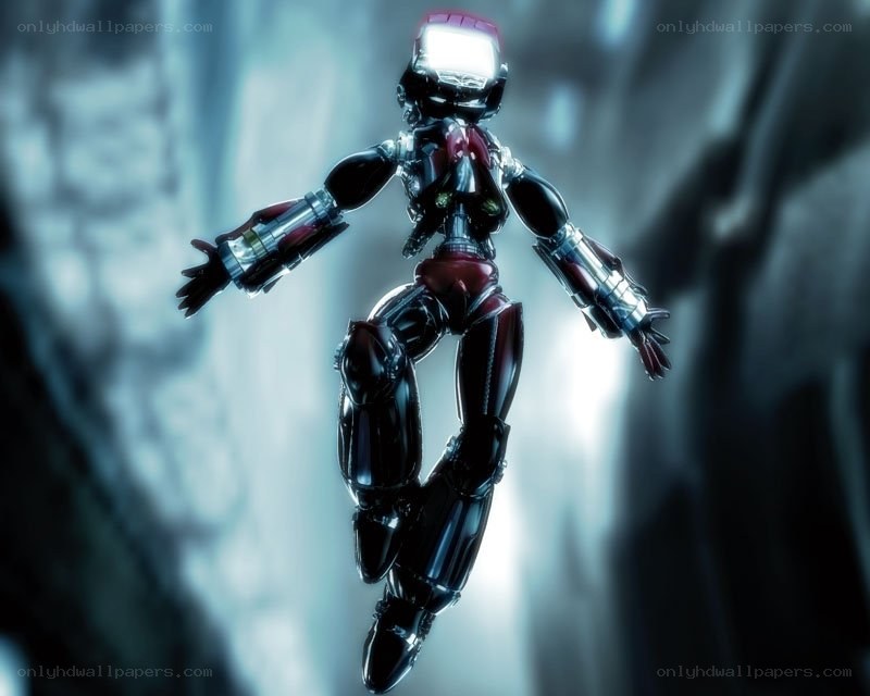 robotic figure in flight