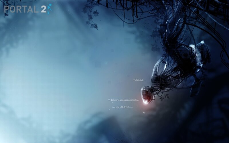 Robotic Figure in Fog — Blue