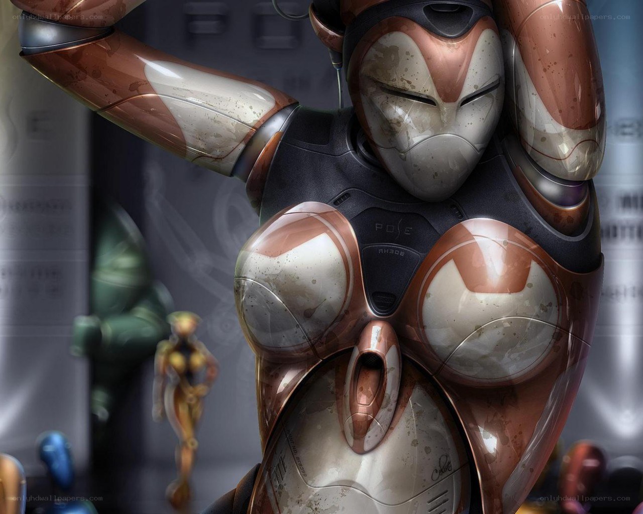 robotic figure in futuristic armor