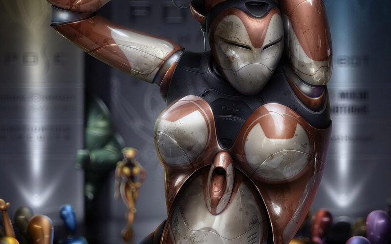 robotic figure in futuristic setting