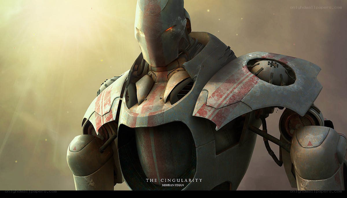 robotic figure in golden light