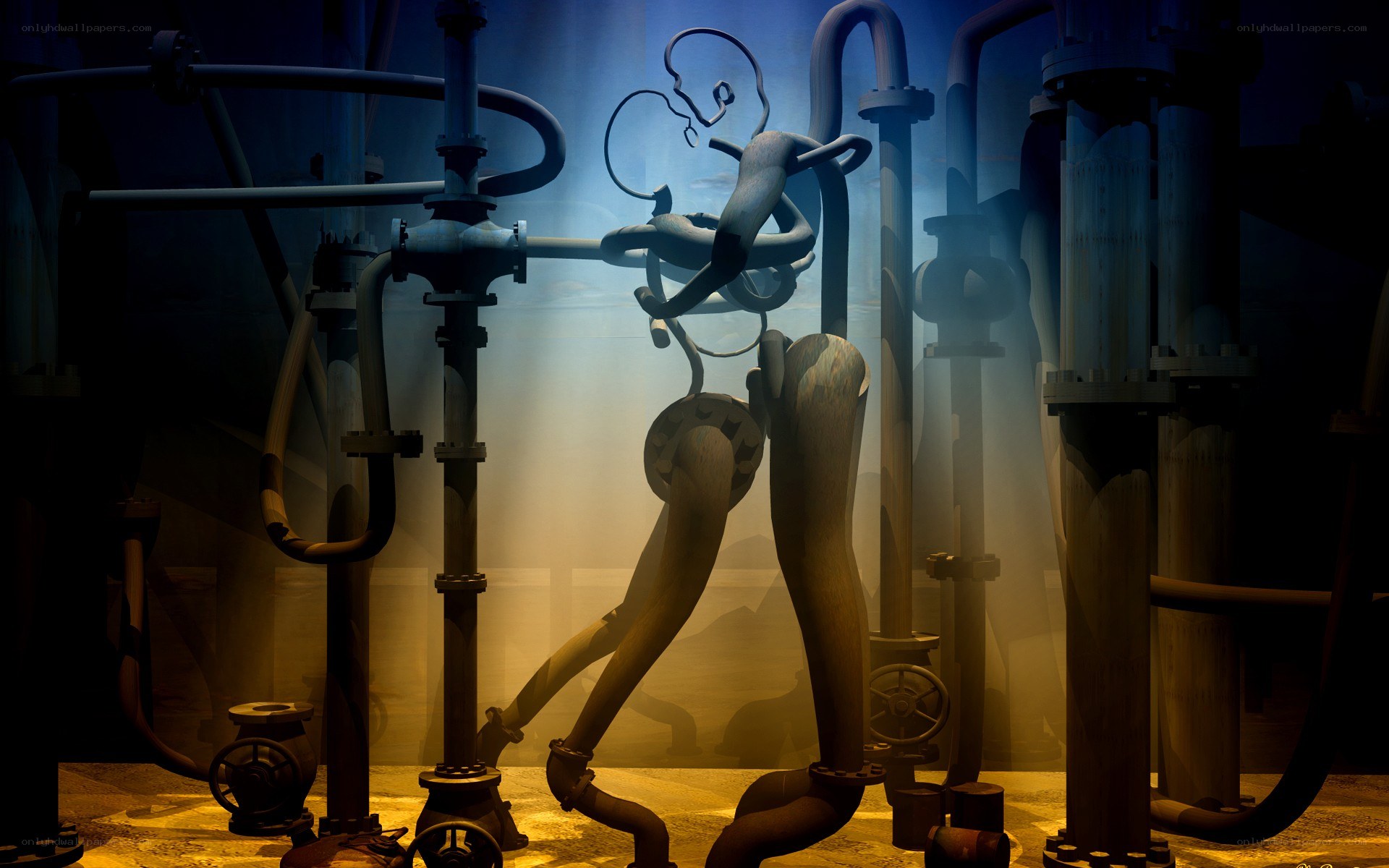 robotic figure in industrial setting