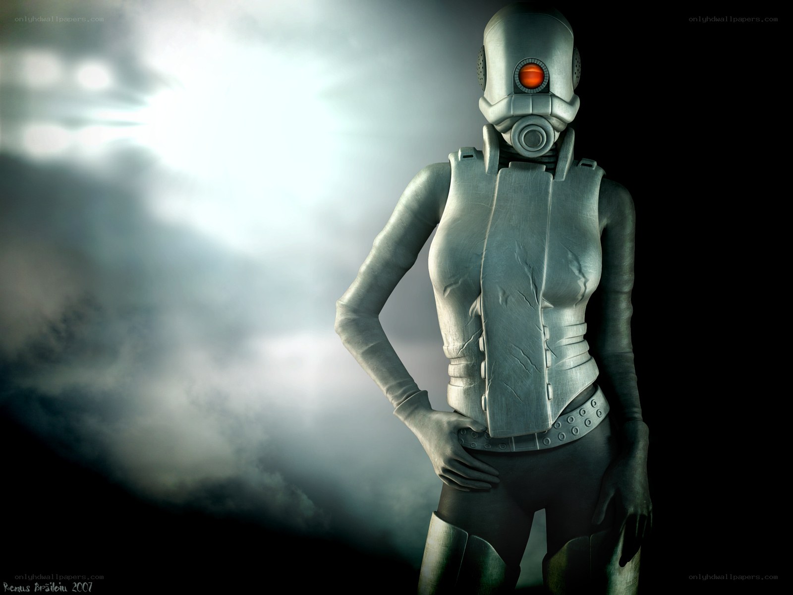 robotic figure in mist