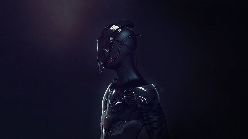 Robotic Figure in Profile — Black