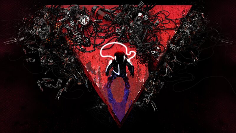 Robotic Figure in Red Triangle