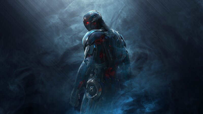 Robotic Figure in Smoke — Blue
