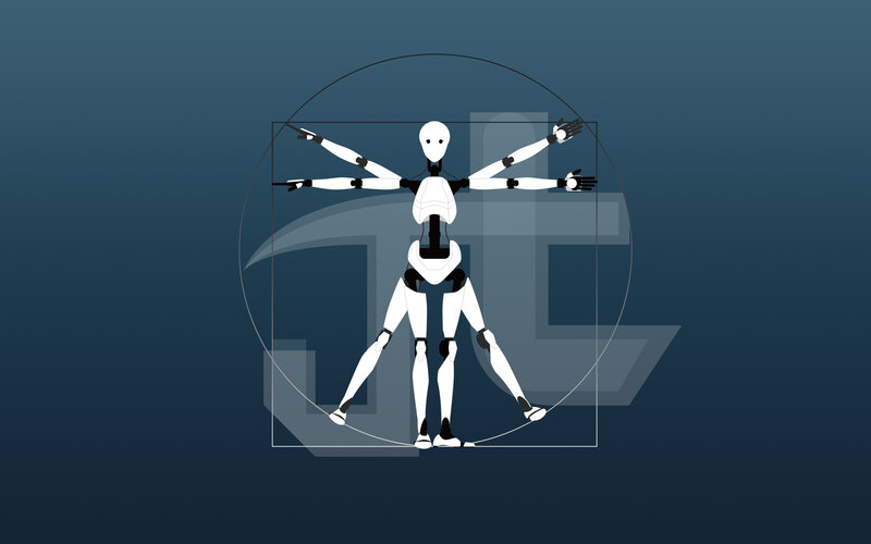 Robotic Figure in Vitruvian Pose