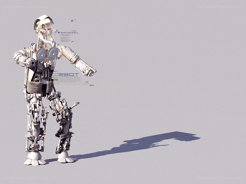 robotic figure in white