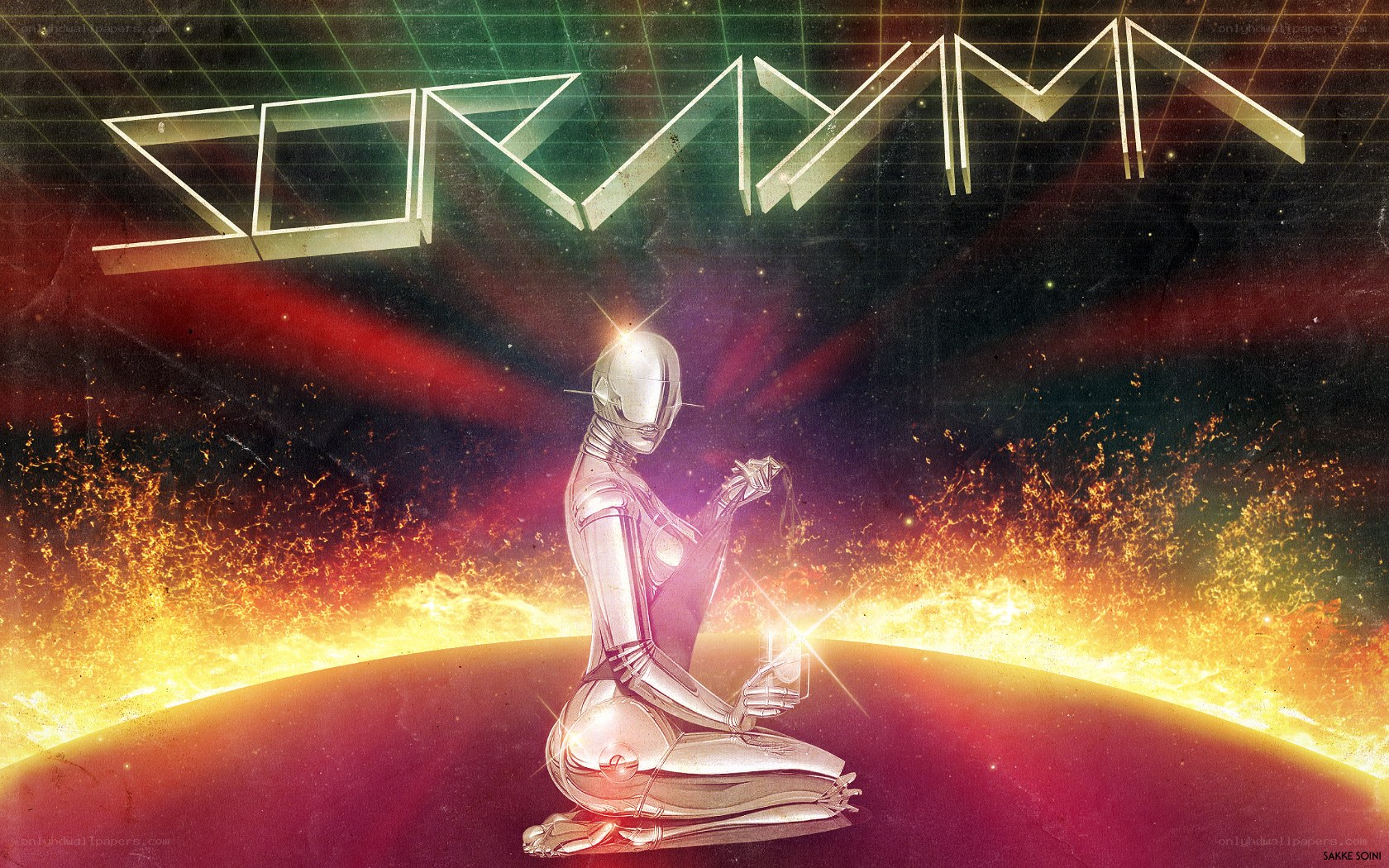 robotic figure on alien planet